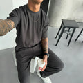 O Neck T-Shirt & Trouser Set - Anthracite