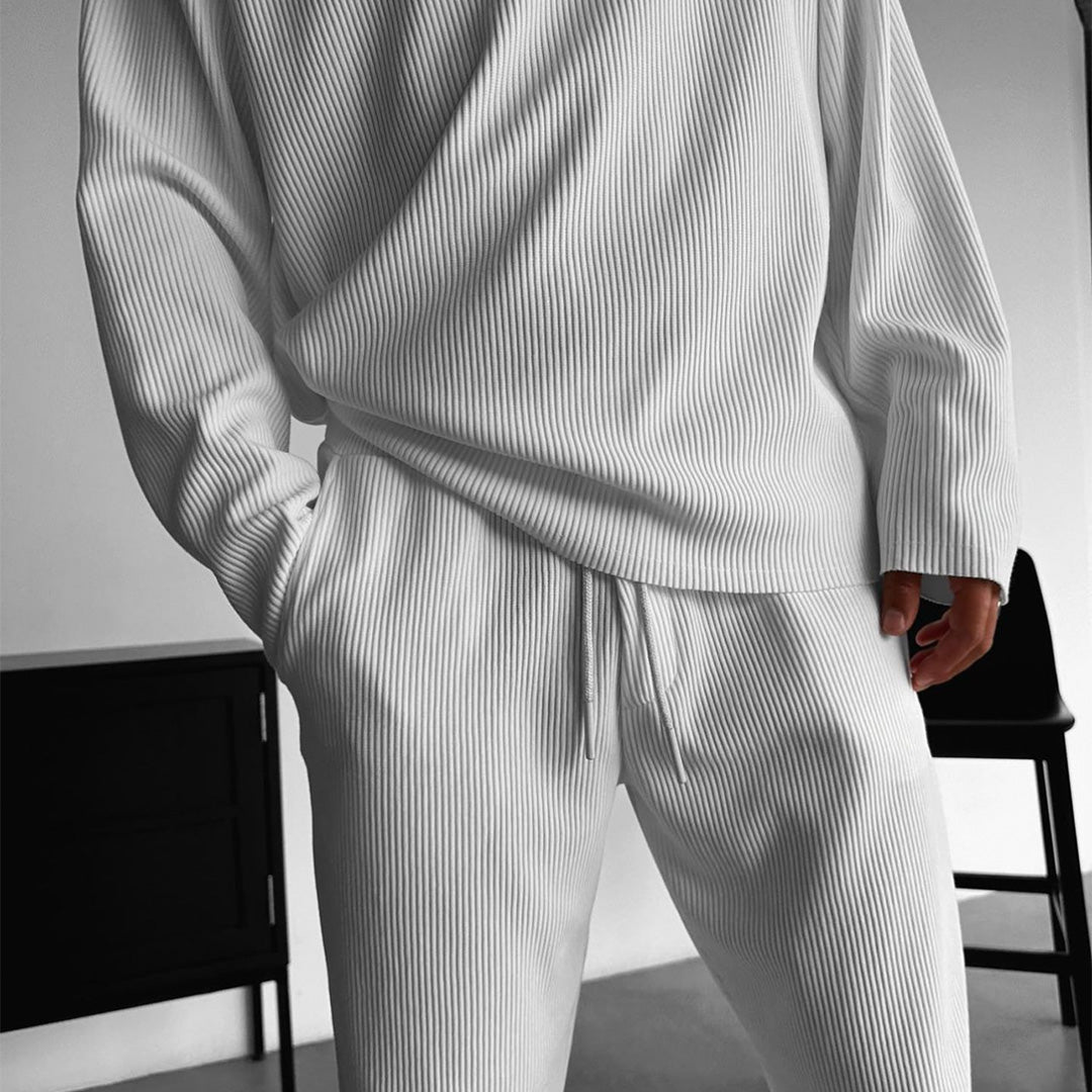 O Neck T-Shirt & Trouser Set - White
