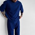 O Neck T-Shirt & Trouser Set - Navy Blue