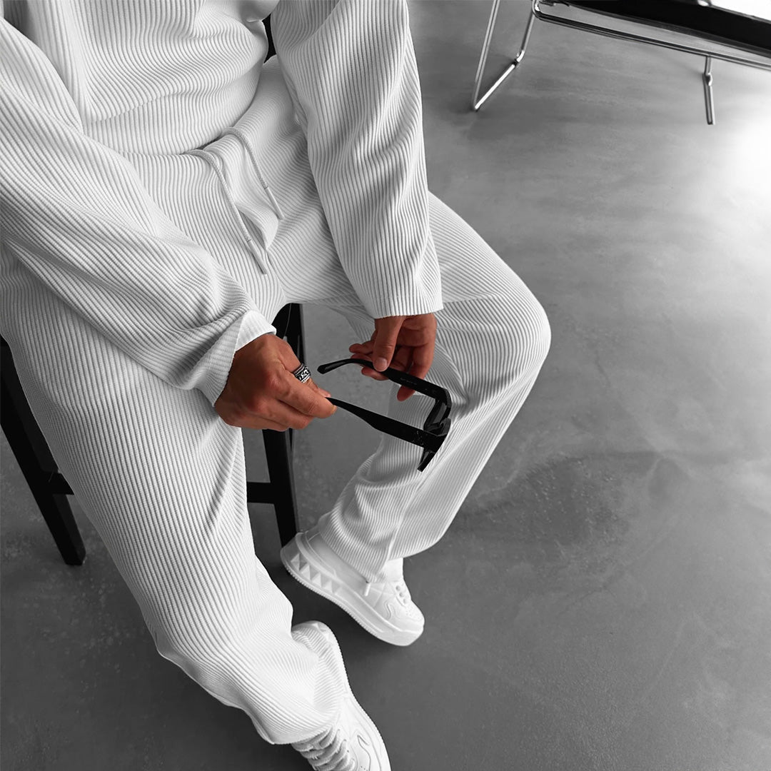 O Neck T-Shirt & Trouser Set - White