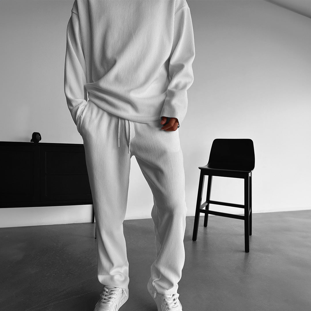O Neck T-Shirt & Trouser Set - White