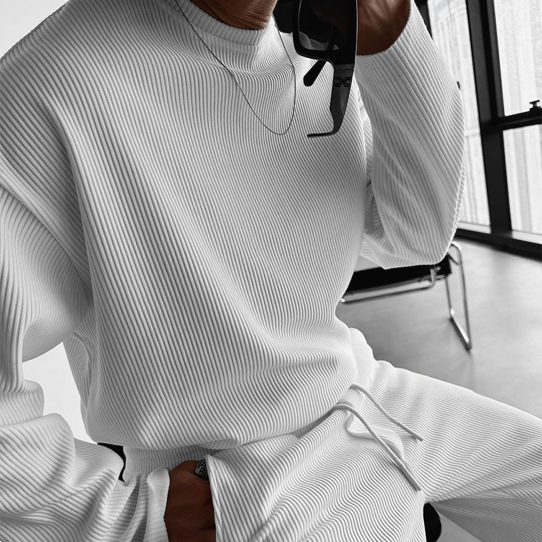 O Neck T-Shirt & Trouser Set - White