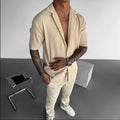 Collar Shirt & Trouser Set - Beige