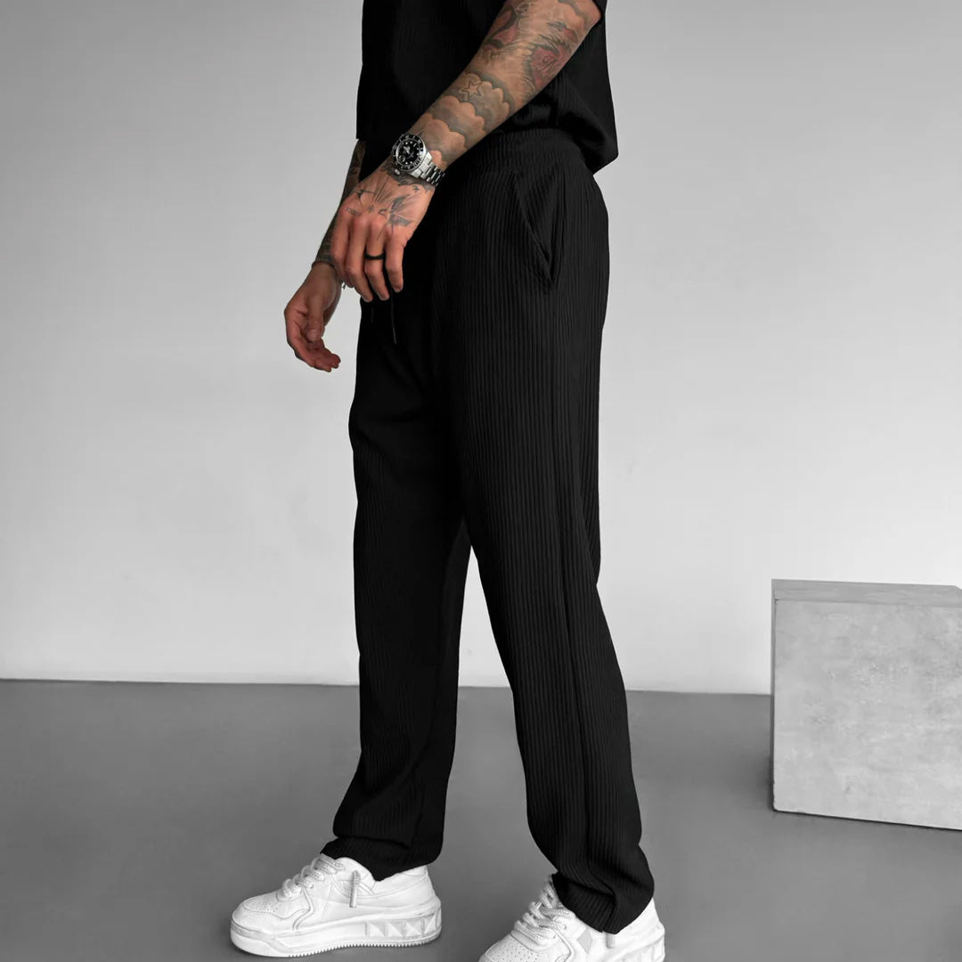 Collar Shirt & Trouser Set - Black