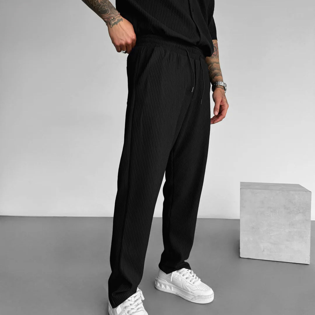 Collar Shirt & Trouser Set - Black