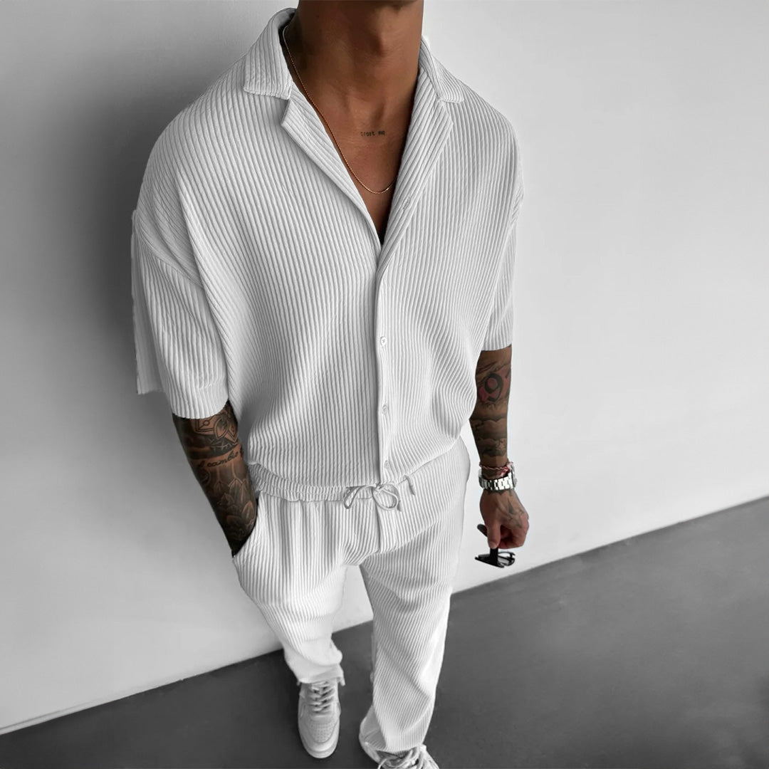 Collar Shirt & Trouser Set - White