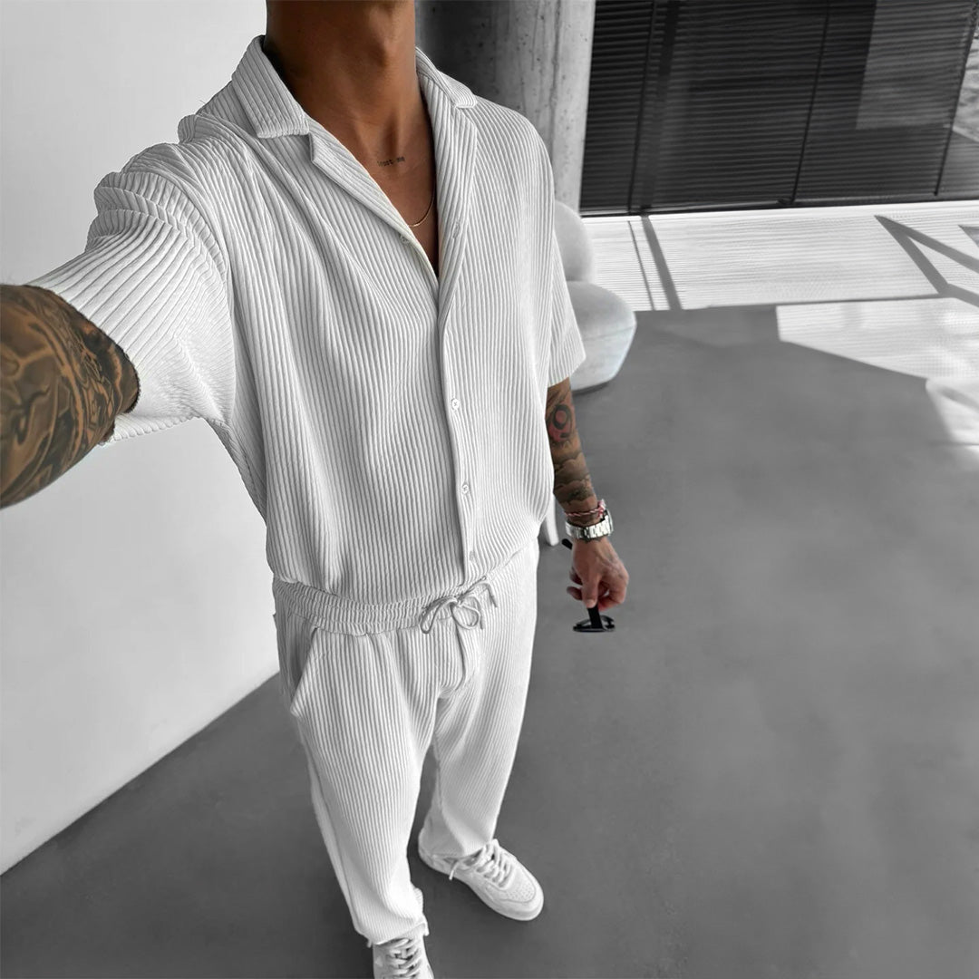 Collar Shirt & Trouser Set - White