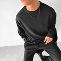 O Neck T-Shirt & Trouser Set - Black